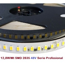 Tira LED Flexible 48V 12,8W/mt 150 Led/mt SMD 2835 IP20 Serie Profesional, Rollo 10 mts